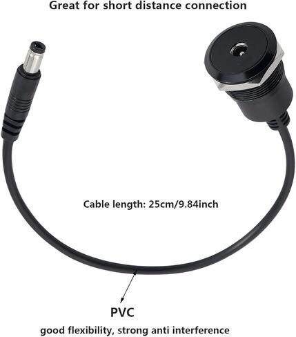 PENGLIN 5.5mm x 2.1mm DC Power Extension Cable,Female to Male DC Power Panel Mount Connector for Security Camera, LED Strip, CCTV IP Surveillance(Cable Length 25cm/9.84inch) in Saudi Arabia