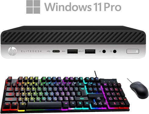 كمبيوتر HP Elitedesk 800 G3 Mini Desktop، Windows 11 Pro، 512 جيجابايت SSD، 16 جيجابايت ذاكرة الوصول العشوائي DDR4، معالج Core i5-7500T، USB WiFi+BT، لوحة مفاتيح وماوس (متجدد) in Kuwait