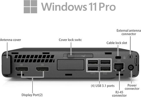 HP Prodesk 600 G3 Mini Desktop PC, Core i5-6500 Processor (3.2GHz-3.6GHz), 8GB DDR4 RAM, 256 SSD, USB WiFi+BT, Keyboard and Mouse, Windows 11 Pro (Renewed) in Kuwait