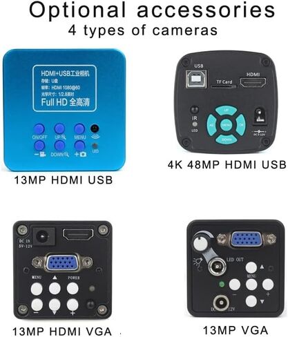 مجموعة مجهر 48MP 4K 2K كاميرا فيديو مجهر رقمية أحادية العين الصناعية 180X تكبير عدسة C-Mount محولات عدسة المجهر in Kuwait