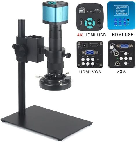 مجموعة مجهر 48MP 4K 2K كاميرا فيديو مجهر رقمية أحادية العين الصناعية 180X تكبير عدسة C-Mount محولات عدسة المجهر in Kuwait