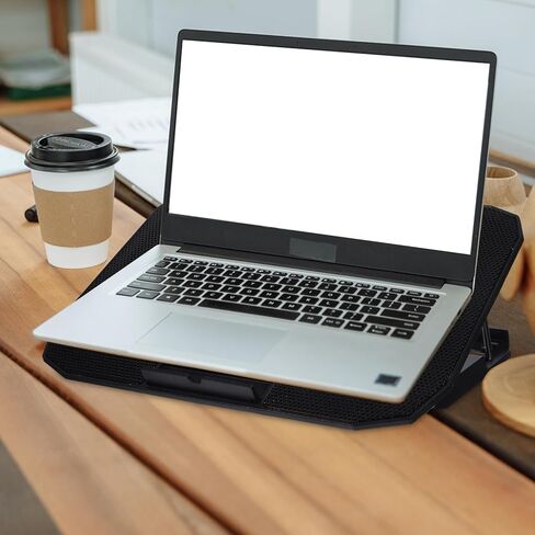 حامل كمبيوتر محمول قابل للطي من Sewroro مع مراوح متعددة السرعات وشاشة LCD ورف تبديد الحرارة لأجهزة الكمبيوتر المحمولة ووسادة تبريد محمولة للألعاب والعمل in Kuwait