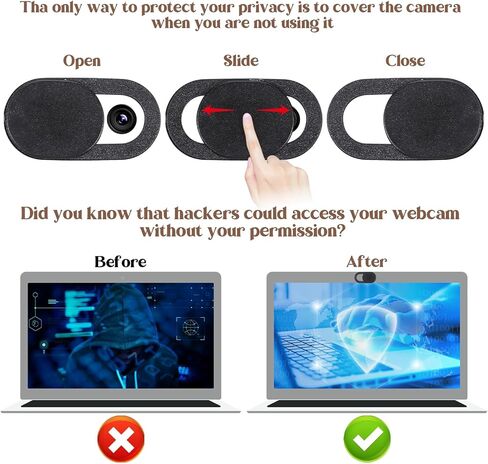 cobee 40 Pcs Webcam Cover, Laptop Camera Cover Slide Universal Camera Privacy Covers Slide Ultra-Thin Webcam Covers for Phone Computer Laptop Pad Protecting Privacy Security(Black) in Saudi Arabia