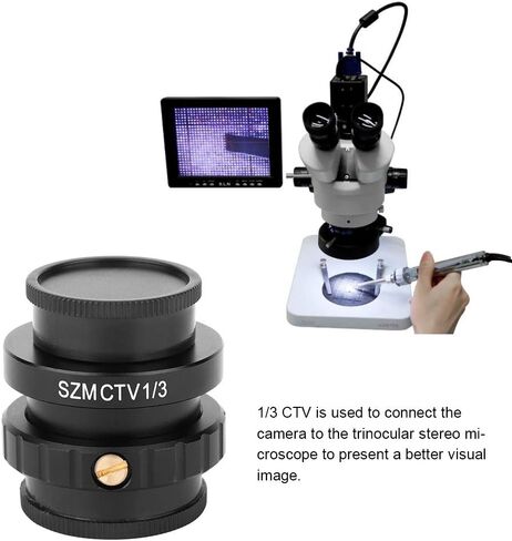 1 or 3 CTV, 3X Magnifier, Standard C Interface, high Definition Optical Coating Lens, SZMCTV 1 or 3 Adapter C Mount Lens Adapter for Trinocular Stereo Microscope Video Camera, in Saudi Arabia