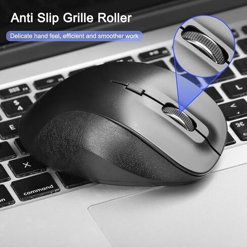 Wireless Mouse, 2.4G Computer Mouse with USB Receiver, 6 Buttons, Stable and Smooth with Low Latency, Portable Wireless Mouse Suitable for laptops, PCs, and Macs in Saudi Arabia