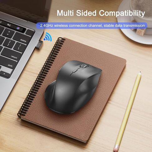 Wireless Mouse, 2.4G Computer Mouse with USB Receiver, 6 Buttons, Stable and Smooth with Low Latency, Portable Wireless Mouse Suitable for laptops, PCs, and Macs in Saudi Arabia