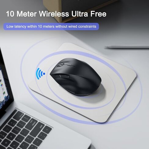 Wireless Mouse, 2.4G Computer Mouse with USB Receiver, 6 Buttons, Stable and Smooth with Low Latency, Portable Wireless Mouse Suitable for laptops, PCs, and Macs in Saudi Arabia