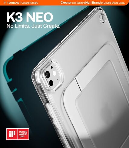 حافظة TORRAS Ostand K3 Neo لجهاز iPad Pro 11 بوصة M5 (2025) / M4 (2024)، زوايا عرض قابلة للتعديل، حامل فائق الثبات، حافظة رفيعة واقية ضد الصدمات مع حامل أقلام، أبيض ثلجي in Kuwait