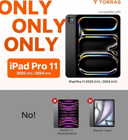 حافظة TORRAS Ostand K3 Neo لجهاز iPad Pro 11 بوصة M5 (2025) / M4 (2024)، زوايا عرض قابلة للتعديل، حامل فائق الثبات، حافظة رفيعة واقية ضد الصدمات مع حامل أقلام، أبيض ثلجي in Kuwait