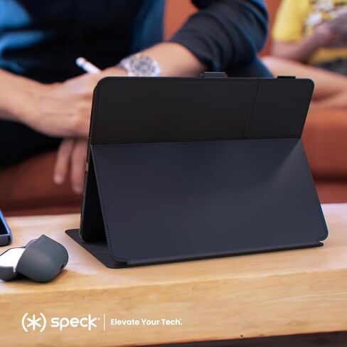 حافظة Speck الجديدة لجهاز iPad Pro 11 بوصة 2024/2025 (أحدث طراز/M5/M4) - مع حامل قلم رصاص، حماية من السقوط والكاميرا، حامل نحيف متعدد المدى، حافظة توازن، لا توجد وظيفة إيقاظ تلقائي/النوم - أسود/أسود/أبيض in Kuwait