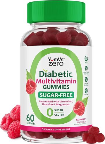 Yum-V's Yumvs Multivitamin Gummies | مكملات خالية من السكر فيتامينات للنساء والرجال | الكروم ، الثيامين والمغنيسيوم | Natural Raspberry Flavor Absables - 60 Count in Saudi Arabia