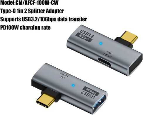 2 قطعة محول محول من النوع C PD100W مقسم شحن سريع بيانات 10 جيجابت في الثانية لأجهزة متعددة واستخدام السفر in Kuwait