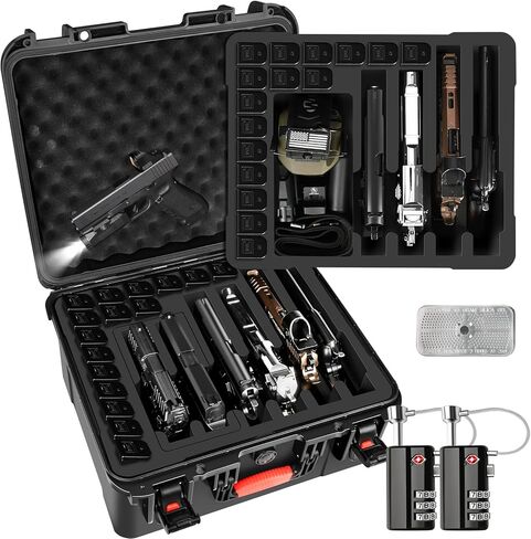 Pistol Gun Case for Multi Handguns - Hold Multiple Pistols & Magazines, Pre-cut Waterproof Hard Shell Gun Box, TSA Approved Pistol Case for SIG Sauer, Smith & Wesson, for Colt, for Revolver, for Glock in Saudi Arabia