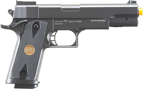 مسدس زنبركي Airsoft مقاس كامل محمل بزنبرك تكتيكي 1911 Hi-Capa من Delta Force (اللون: أسود) in Kuwait