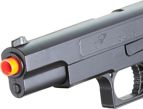 مسدس زنبركي Airsoft مقاس كامل محمل بزنبرك تكتيكي 1911 Hi-Capa من Delta Force (اللون: أسود) in Kuwait