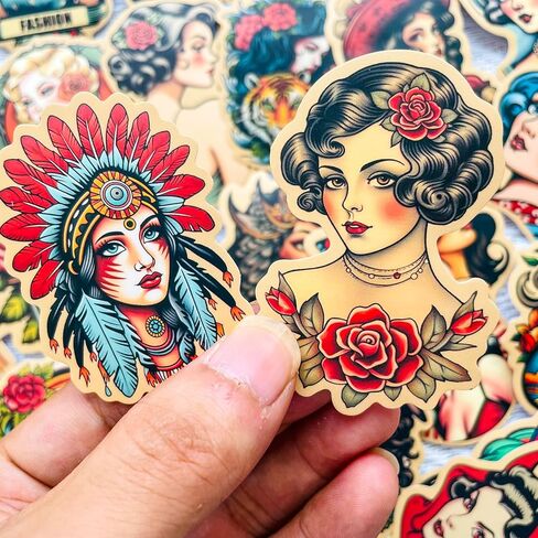 50 Pcs Vintage Pinup Girls Vinyl Stickers Pack – Waterproof Retro Style Decals for Laptops, Water Bottles,Personal Decor in Saudi Arabia