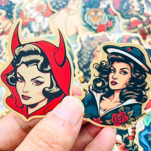 50 Pcs Vintage Pinup Girls Vinyl Stickers Pack – Waterproof Retro Style Decals for Laptops, Water Bottles,Personal Decor in Saudi Arabia