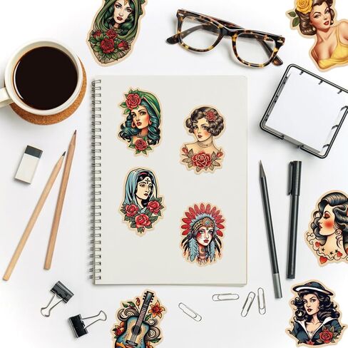 50 Pcs Vintage Pinup Girls Vinyl Stickers Pack – Waterproof Retro Style Decals for Laptops, Water Bottles,Personal Decor in Saudi Arabia