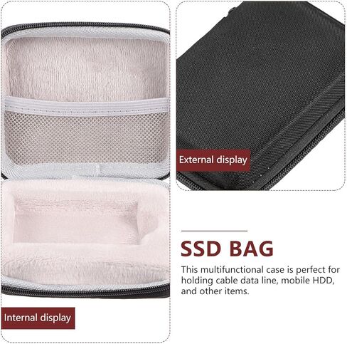 حقيبة تخزين SSD محمولة ذات غلاف صلب مقاس 14 × 10 × 4 سم باللون الأسود، حقيبة مع منظم كابل USB للسفر والملحقات الرقمية in Saudi Arabia
