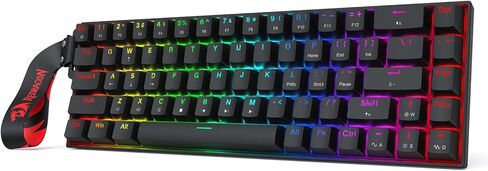 Redragon K631 PRO SE 65% 3-Mode Wireless RGB Gaming Keyboard، 68 مفتاحًا لوحة مفاتيح ميكانيكية مدمجة قابلة للتبديل السريع مع مقبس PCB مجاني للتبديل السريع ولوحة شفافة، مفتاح خطي هادئ مخصص in Kuwait