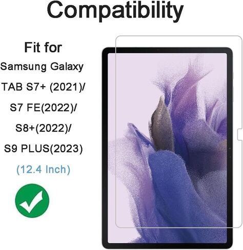 Screen Protector for Samsung Galaxy Tab S7 FE 5G/S9 FE Plus/S9 Plus/S8 Plus 12.4 inch, Tempered Glass Film Anti Scratch,Bubble Free,High Definition in Saudi Arabia