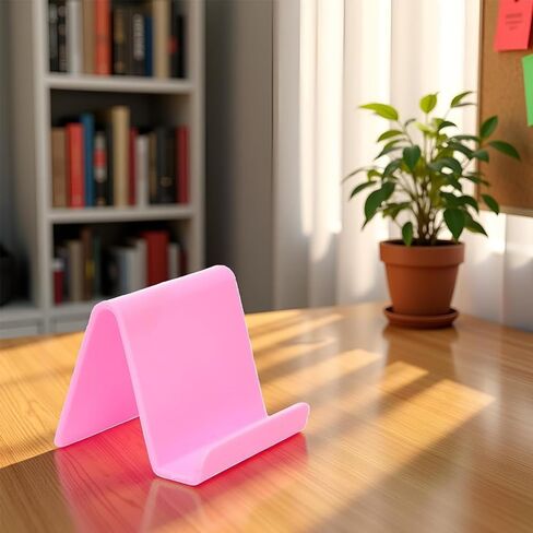 Multifunctional Foldable Phone Holder – Universal Adjustable Desktop Stand for Tablets & Phones –Pink Plastic Holder for Bedside or Office Use in Saudi Arabia