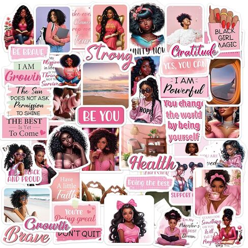 Black Girl Vision Board Stickers, 50 Pcs Affirmation Prayer Vision Boards Supplies for Women, Inspirational Sticker Decals for Journaling Scrapbook Planner Laptop, Faith Based Gifts in Saudi Arabia