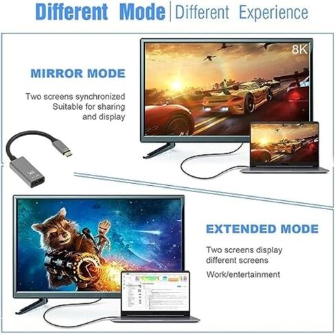 Portable USB C to DisplayPort 1.4 Cable 20cm, 8K@60Hz/ 4K@144Hz Adapter for Mac/for PC/for Android in Saudi Arabia