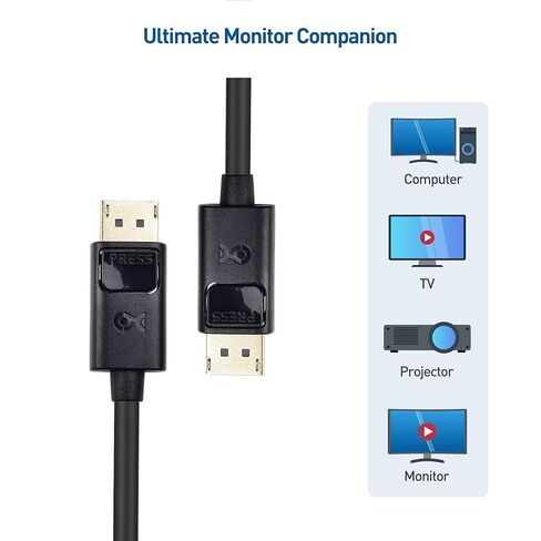 كابل Matters 4K DisplayPort إلى كابل DisplayPort وكابل DisplayPort 2.1 معتمد من VESA بطول 2 متر/6.6 قدم، يدعم 40 جيجابت في الثانية DP40 8K 60 هرتز، 4K 144 هرتز باللون الأسود in Saudi Arabia