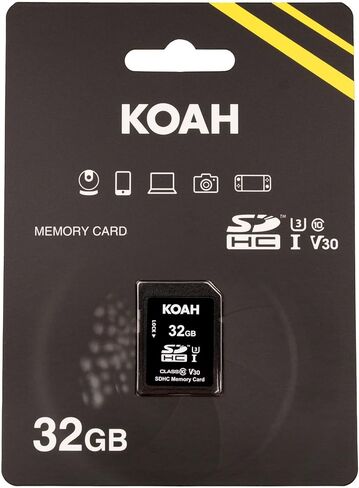 بطاقة ذاكرة Koah Ultimate سعة 32 جيجابايت SDHC فئة 10 U3 V30 UHS-I عالية السرعة (20 حزمة) مع حزمة قارئ بطاقات عالية السرعة in Saudi Arabia