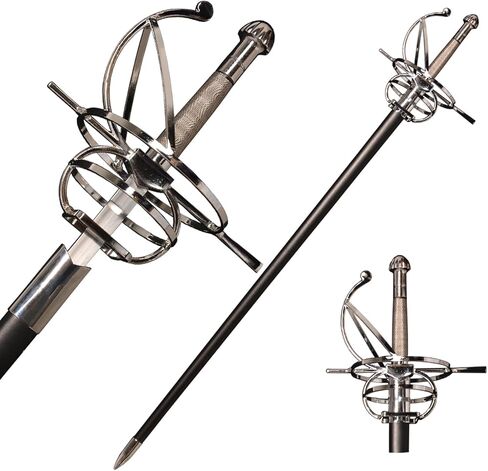 Cosplay Martial Sword Arts Renaissance Rapier Fencing Spanish Swept Hilt Guard Sword Red in Saudi Arabia