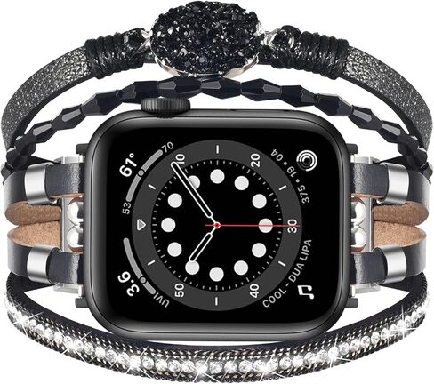 سوار ساعة Filoto Boho للسيدات متوافق مع سوار ساعة Apple 38 مم 40 مم 41 مم 42 مم 44 مم 45 مم 46 مم، سوار جلدي مطرز يدويًا بحزام ساعة أبل لسلسلة iWatch 11/10/9/8/7/6/5/4/3/2/1/SE in Kuwait