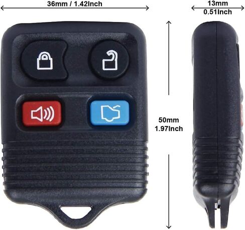2pc استبدال الإدخال غير مفتاح المفتاح البعيد FOB FOB Transmitter For Ford 1998-2016 F-150 F-250 F-350 ، Mazda ، Mercury ، Lincoln-3 Button in Saudi Arabia