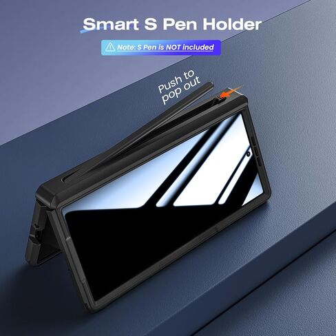 Ruky for Z-Fold-6-Case with S Pen Holder, [No Pen] with Hidden Foldable Kickstand and Built-in Privacy Screen Protector,Hinge Protection Drop Protective Phone Case for Samsung Galaxy Z Fold 6, Black in Saudi Arabia