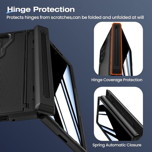 Ruky for Z-Fold-6-Case with S Pen Holder, [No Pen] with Hidden Foldable Kickstand and Built-in Privacy Screen Protector,Hinge Protection Drop Protective Phone Case for Samsung Galaxy Z Fold 6, Black in Saudi Arabia