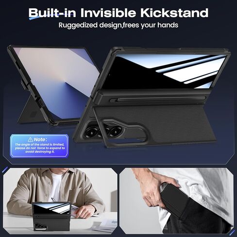 Ruky for Z-Fold-6-Case with S Pen Holder, [No Pen] with Hidden Foldable Kickstand and Built-in Privacy Screen Protector,Hinge Protection Drop Protective Phone Case for Samsung Galaxy Z Fold 6, Black in Saudi Arabia