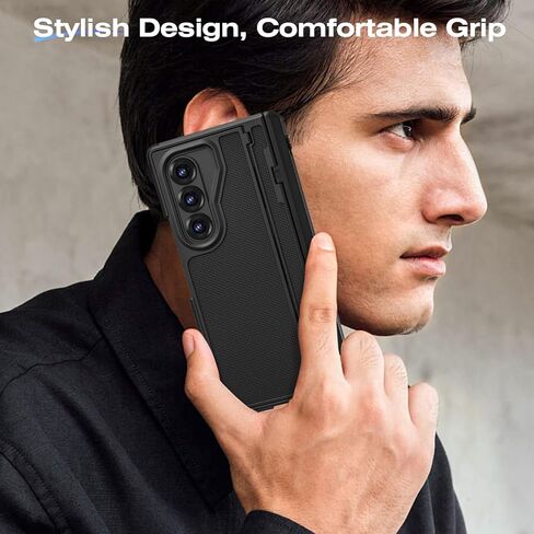 Ruky for Z-Fold-6-Case with S Pen Holder, [No Pen] with Hidden Foldable Kickstand and Built-in Privacy Screen Protector,Hinge Protection Drop Protective Phone Case for Samsung Galaxy Z Fold 6, Black in Saudi Arabia