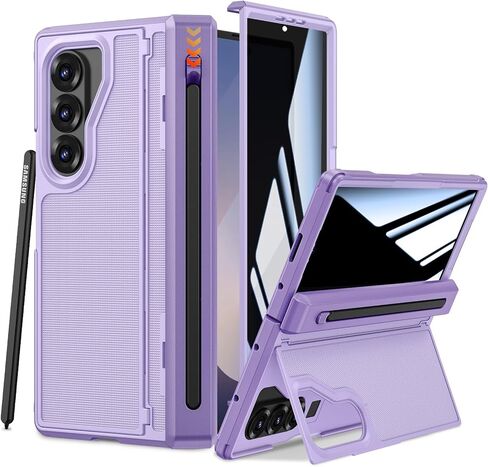 Ruky for Z-Fold-6-Case with S Pen Holder, [No Pen] with Hidden Foldable Kickstand and Built-in Privacy Screen Protector,Hinge Protection Drop Protective Phone Case for Samsung Galaxy Z Fold 6, Black in Saudi Arabia