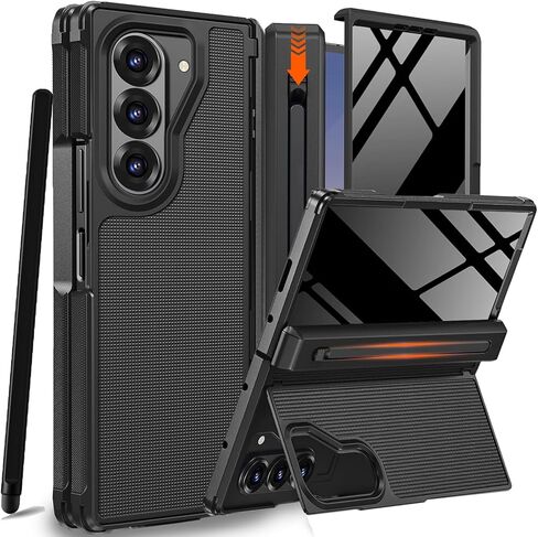 حافظة NINKI لهاتف Samsung Galaxy Z Fold 5 مع حامل قلم S وقلم ومسند غير مرئي، وواقي شاشة مدمج للخصوصية وغطاء هاتف مفصلي لجراب Samsung Z Fold 5 مع فتحة قلم S رفيعة - أسود in Kuwait