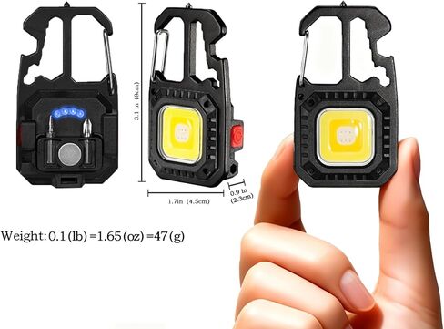 MAKDAK Cob Keychain Work Light - 2PC EDC Keychain Flashlight Rechargeable, Super Bright Flashlight for Car Repair, Emergency(Black) in Saudi Arabia