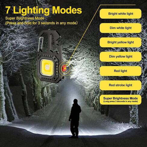 MAKDAK Cob Keychain Work Light - 2PC EDC Keychain Flashlight Rechargeable, Super Bright Flashlight for Car Repair, Emergency(Black) in Saudi Arabia