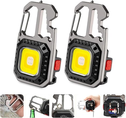 MAKDAK Cob Keychain Work Light - 2PC EDC Keychain Flashlight Rechargeable, Super Bright Flashlight for Car Repair, Emergency(Black) in Saudi Arabia