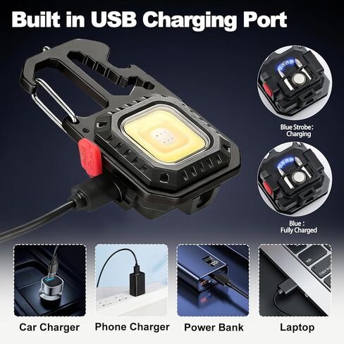 MAKDAK Cob Keychain Work Light - 2PC EDC Keychain Flashlight Rechargeable, Super Bright Flashlight for Car Repair, Emergency(Black) in Saudi Arabia