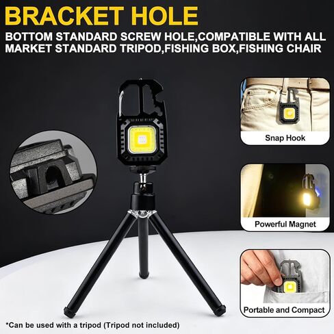 MAKDAK Cob Keychain Work Light - 2PC EDC Keychain Flashlight Rechargeable, Super Bright Flashlight for Car Repair, Emergency(Black) in Saudi Arabia