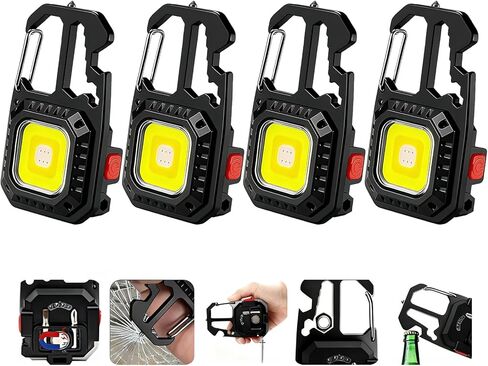 MAKDAK Cob Keychain Work Light - 2PC EDC Keychain Flashlight Rechargeable, Super Bright Flashlight for Car Repair, Emergency(Black) in Saudi Arabia