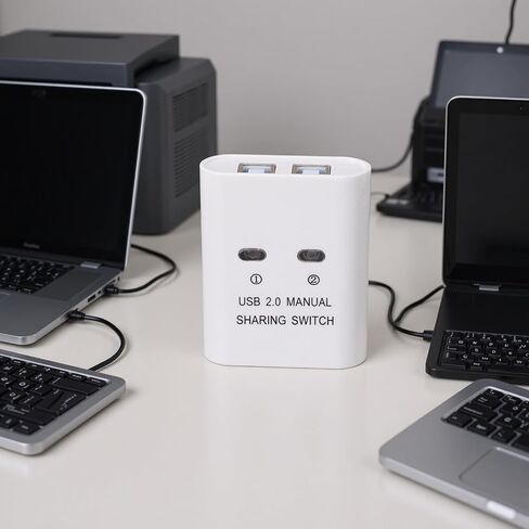 محدد محول USB 2.0، محور تبديل مشاركة USB فعال لجهازي كمبيوتر يشاركان جهاز طابعة واحد، مع مفتاح التبديل والتشغيل بالقابس in Kuwait