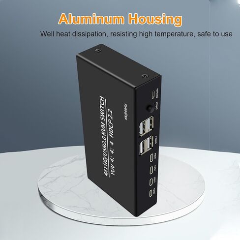 4x1 HD KVM Switch, 4K 60Hz USB 2.0 Switcher for 4 Computers with 4 USB Ports, Support HDCP 2. HDR 3D, Compatible with in Saudi Arabia