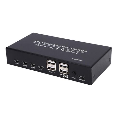 4x1 HD KVM Switch, 4K 60Hz USB 2.0 Switcher for 4 Computers with 4 USB Ports, Support HDCP 2. HDR 3D, Compatible with in Saudi Arabia