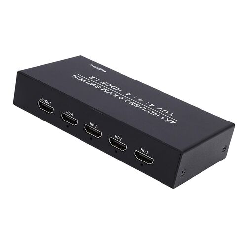 4x1 HD KVM Switch, 4K 60Hz USB 2.0 Switcher for 4 Computers with 4 USB Ports, Support HDCP 2. HDR 3D, Compatible with in Saudi Arabia