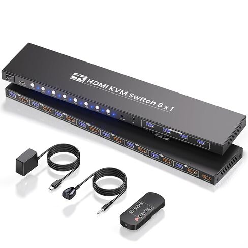 8 Port KVM Switch, 4K60Hz USB 3.0 HDMI KVM Switch 1 Monitor 8 Computers, Control 8 Computers with 1 Monitor and Peripherals in Saudi Arabia